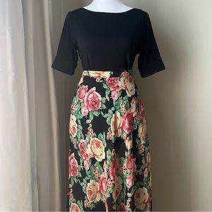 Floral print maxi double split skirt